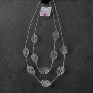 NWT nadineWest Double Strand Silver Fillagree Leaf Necklace ~30"